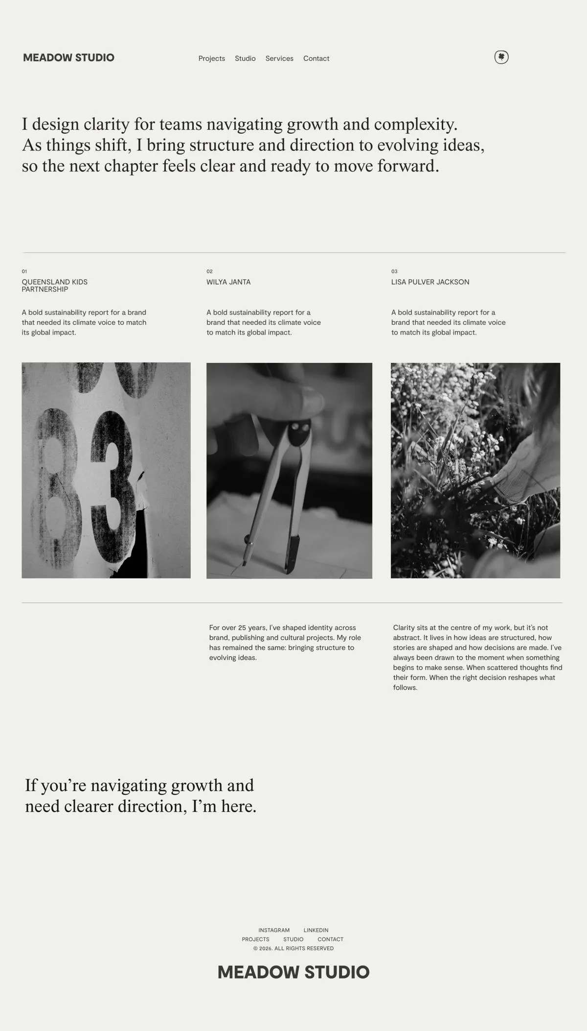 meadow studio homepage